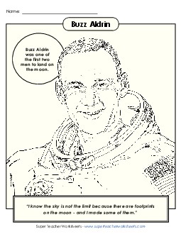 Buzz Aldrin - Coloring Page Space Worksheet