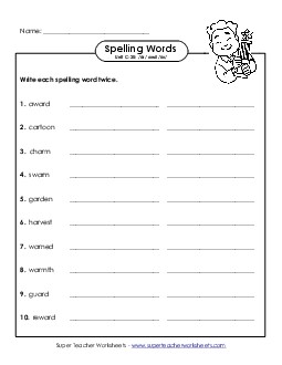 Write Twice (C-20) Spelling C Worksheet