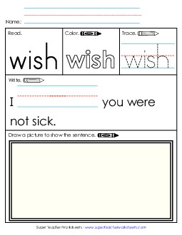 Worksheet 3: Wish Sight Words Individual Worksheet