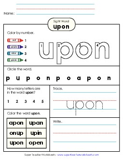 Worksheet 4: Upon Sight Words Individual Worksheet