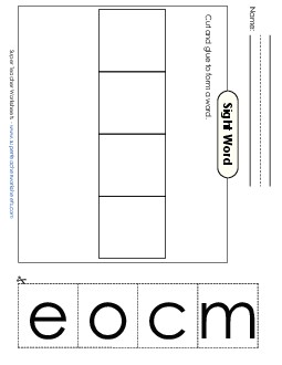 Large Cut-and-Glue: Come Sight Words Individual Worksheet