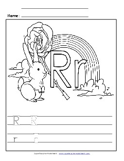 Letter R - Color and Write Free Alphabet Worksheet