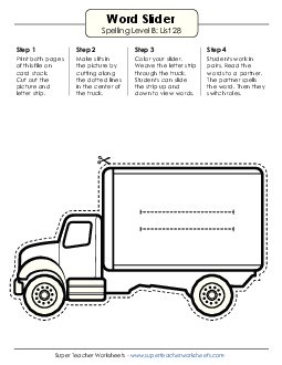 Word Slider (B-28) Spelling B Worksheet