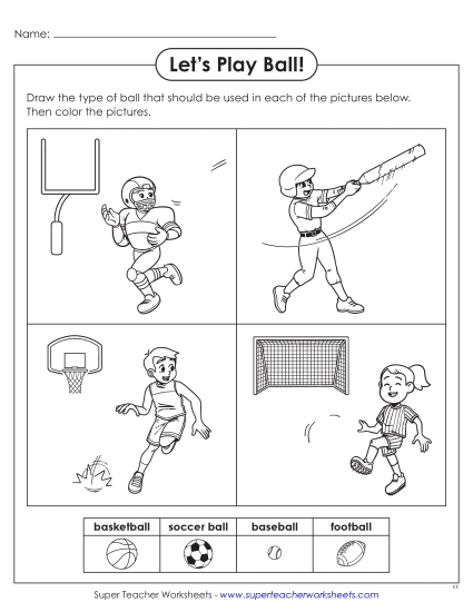 New Let's Play Ball! Drawing Activity Worksheet New Let's Play Ball! Drawing Activity Worksheet