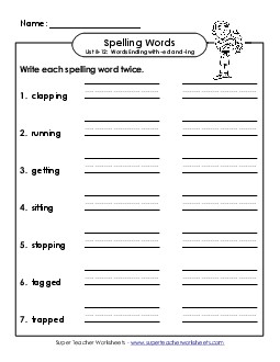 Write Twice (B-12) Spelling B Worksheet