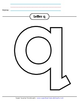 Outline - Lowercase q (Pointed Q) Alphabet Worksheet