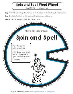 Spin and Spell (C-13)  Spelling C Worksheet