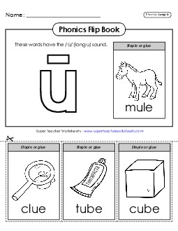 Phonics Flip Book (Long U Words) Phonics Long Short U Worksheet