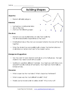 Building Shapes Activity 2nd Grade Math Worksheet