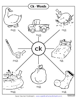 Anchor Chart (Ck- Words) Phonics Digraphs Worksheet