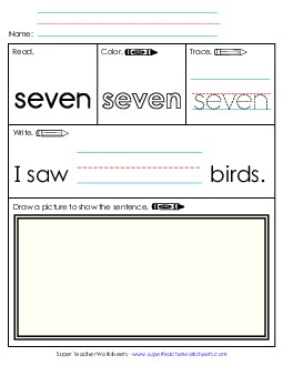 Worksheet 3: Seven Sight Words Individual Worksheet