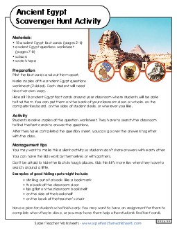 Scavenger Hunt: Ancient Egypt 6th Grade Social Studies Worksheet