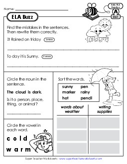 ELA Buzz: Week 13 Worksheets 61 through 65 Daily Ela Review Worksheet