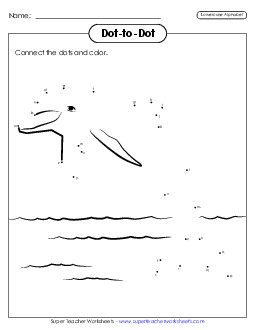 Dolphin Dot-to-Dot (Lowercase) Alphabet Worksheet