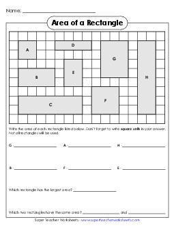 Area  Free Printable Worksheet