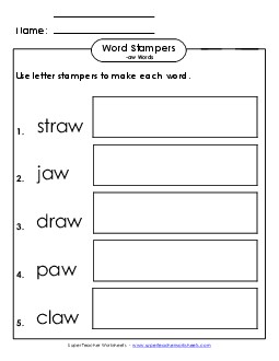 Letter Stampers Activity (-aw Words)  Word Families Worksheet