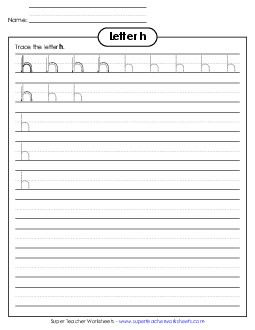 Lowercase h (Smaller Font Size) Alphabet Worksheet