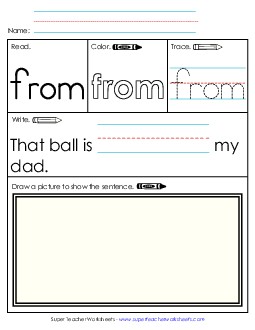 From (Sight Word) Sight Words Individual Worksheet