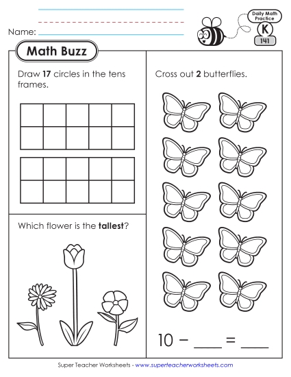New Kindergarten Math Buzz: Week 29<br>Worksheets 141 through 145 Worksheet New Kindergarten Math Buzz: Week 29<br>Worksheets 141 through 145 Worksheet
