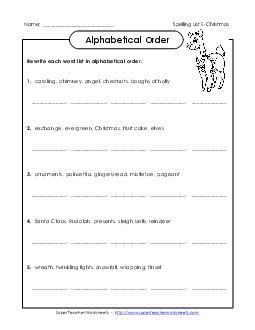 ABC Order Groups Spelling E Worksheet