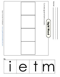 Large Cut-and-Glue: Time Free Sight Words Individual Worksheet