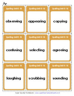 Flashcards (E-18) Spelling E Worksheet