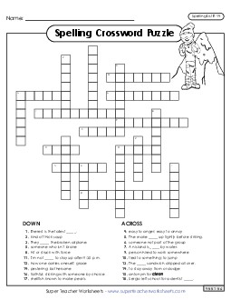 Crossword (E-14) Spelling E Worksheet