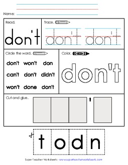 Don\'t (Sight Word) Sight Words Individual Worksheet