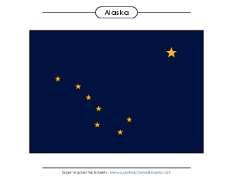 Alaska State Flag (Full-Color Version) States Individual Worksheet