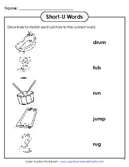 Matching Worksheet Phonics Long Short U Worksheet