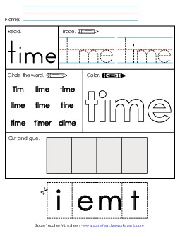 Worksheet 2: Time Sight Words Individual Worksheet