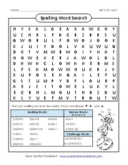 Word Search (C-8) Free Spelling C Worksheet