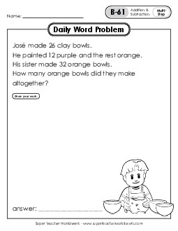 Daily Word Problems B-61 through B-65 Worksheet