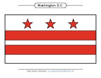 Washington, D.C. Flag (Full Color) States Individual Worksheet