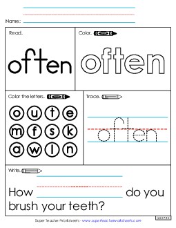 Worksheet 1: Often Free Sight Words Individual Worksheet