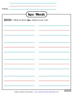 Phonics Brainstorm (Squ- Words) Phonics Blends Worksheet