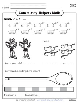 Community Helpers Math: Chef Worksheet