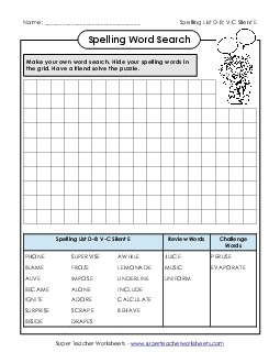 Make a Word Search (D-8) Spelling D Worksheet