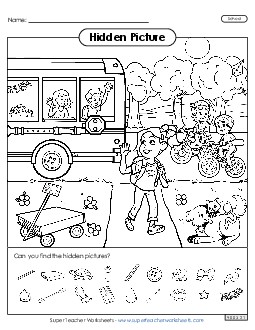 Hidden Picture: School Hidden Pictures Worksheet