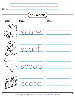 Trace and Write Phonics Blends Worksheet