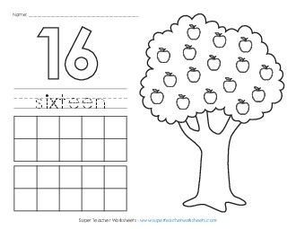 Apple Counting Mat: Sixteen Worksheet