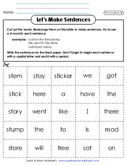 Let\'s Make Sentences (St-) Phonics Blends Worksheet