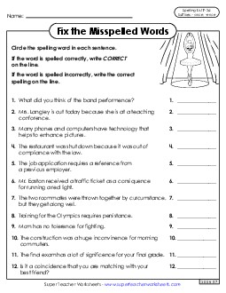 Correct or Incorrect? (F-26)  Spelling F Worksheet