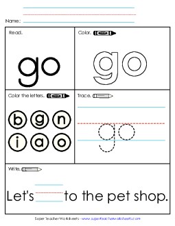 Worksheet 1: Go Sight Words Individual Worksheet