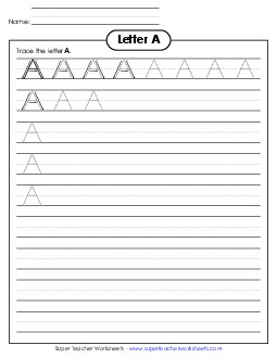 Uppercase A (Smaller Font Size) Free Alphabet Worksheet