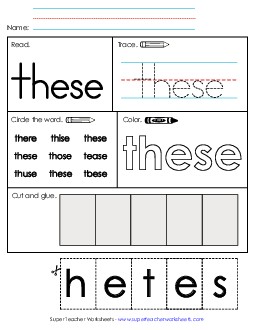 Worksheet 2: These Free Sight Words Individual Worksheet