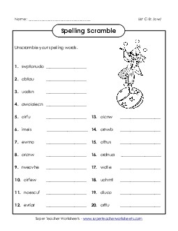 Unscramble (C-8) Spelling C Worksheet