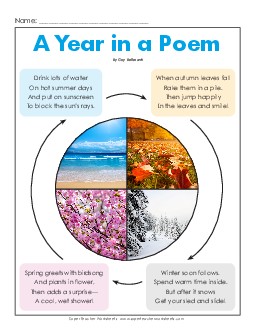 A Year in a Poem (Poem) 3rd Grade Reading Comprehension Worksheet