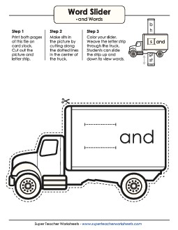 Word Slider (-and Words) Word Families Worksheet