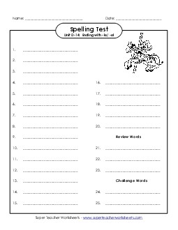 Spelling Test (D-14) Spelling D Worksheet